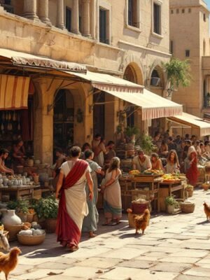 Biblical story locations: Ancient Caesarea marketplace leading to the harbor