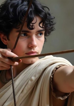 Ancient bowcrafting technique demonstrated by young bowyer testing bow tension