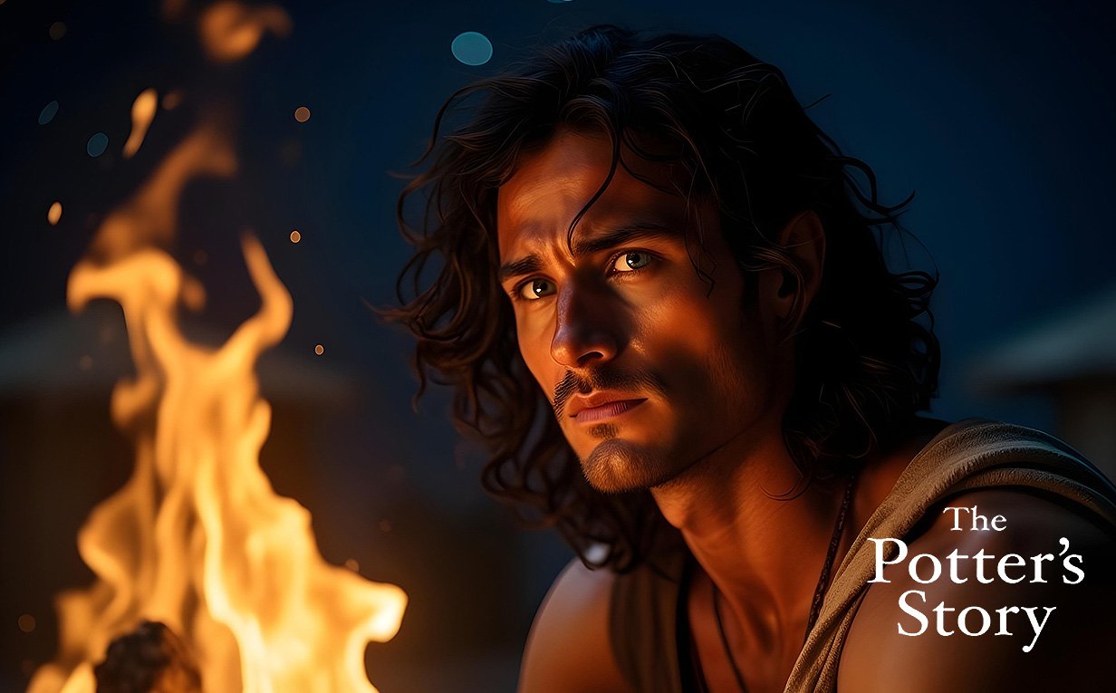 biblical historical fiction about purpose young man by campfire at night