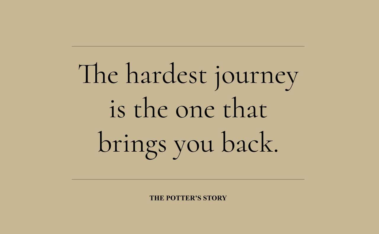 Inspirational Quote from The Potter’s Story biblical historical fiction about purpose quote card hardest journey brings you back